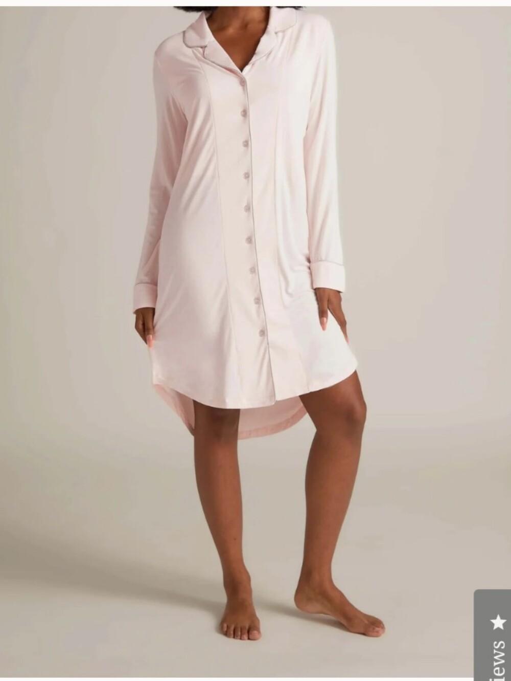 Faceplant Boyfriend Night Shirt Blush Pink Bamboo  Large